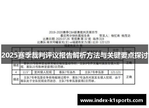 2025赛季裁判评议报告解析方法与关键要点探讨